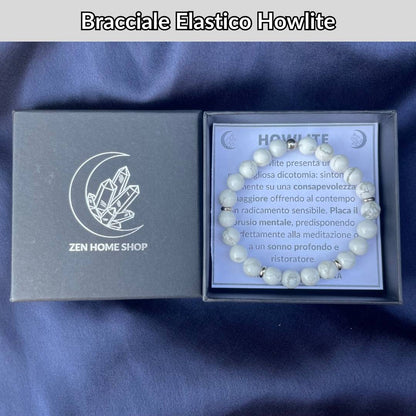 Bracciale elastico con pietra naturale Howlite - Zen Home