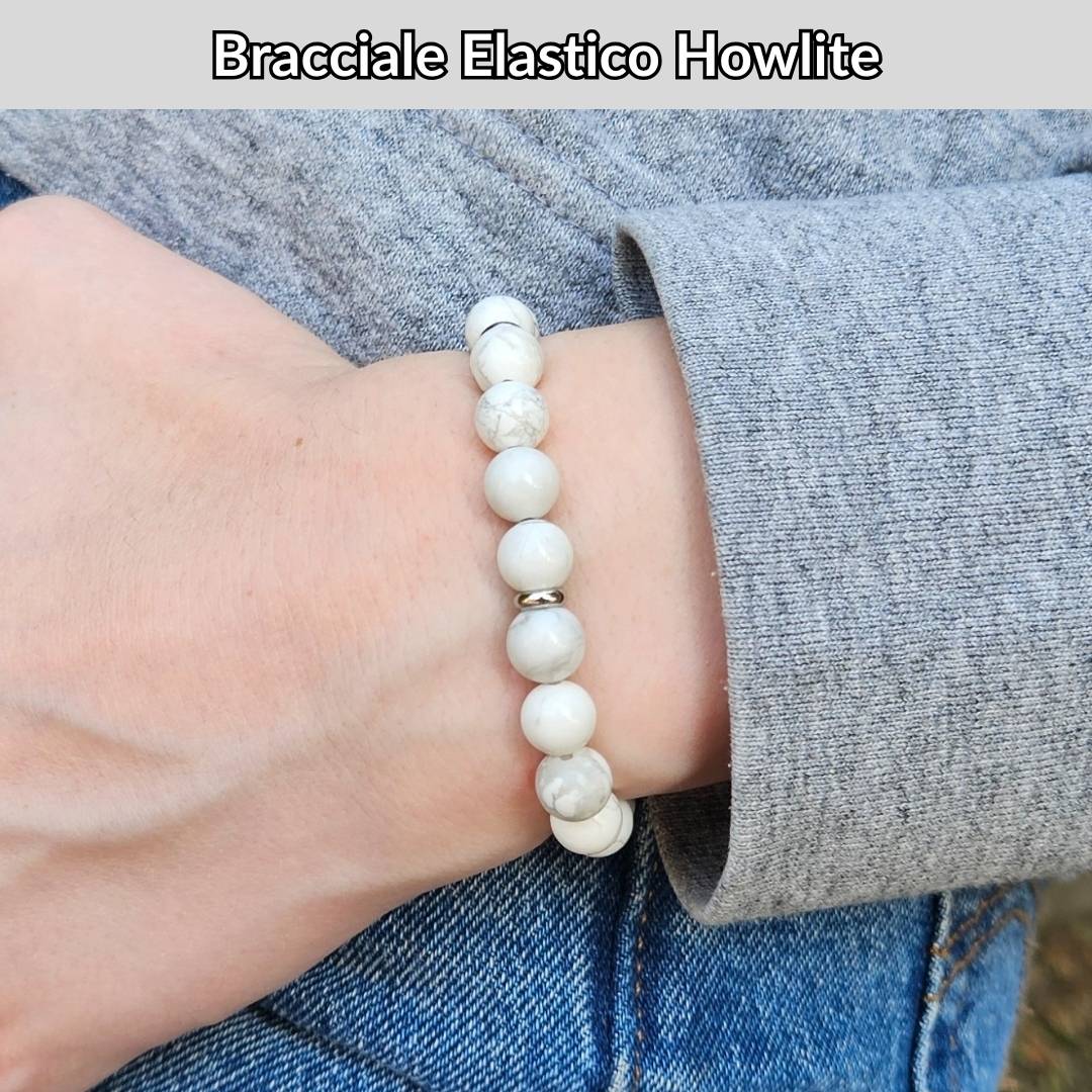 Bracciale elastico con pietra naturale Howlite - Zen Home