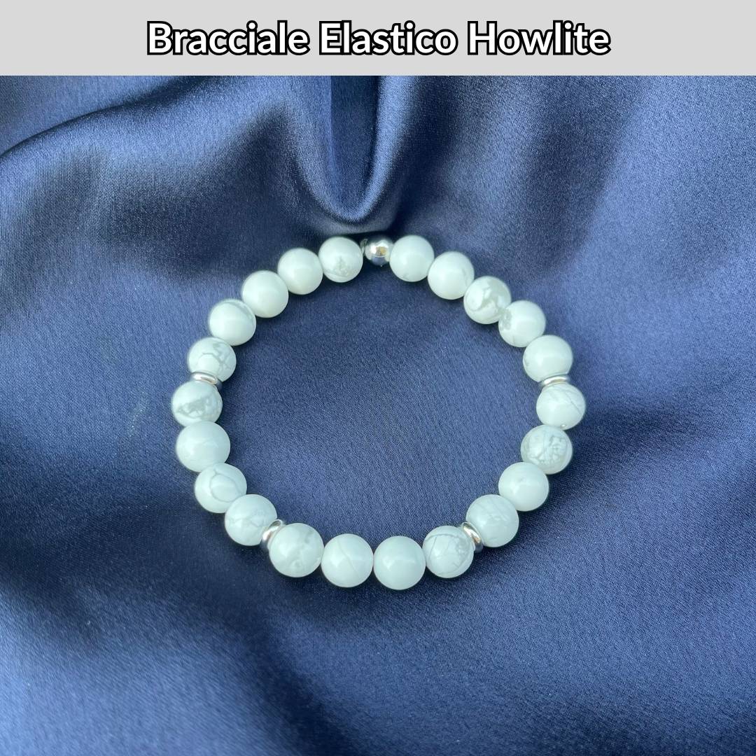 Bracciale elastico con pietra naturale Howlite - Zen Home