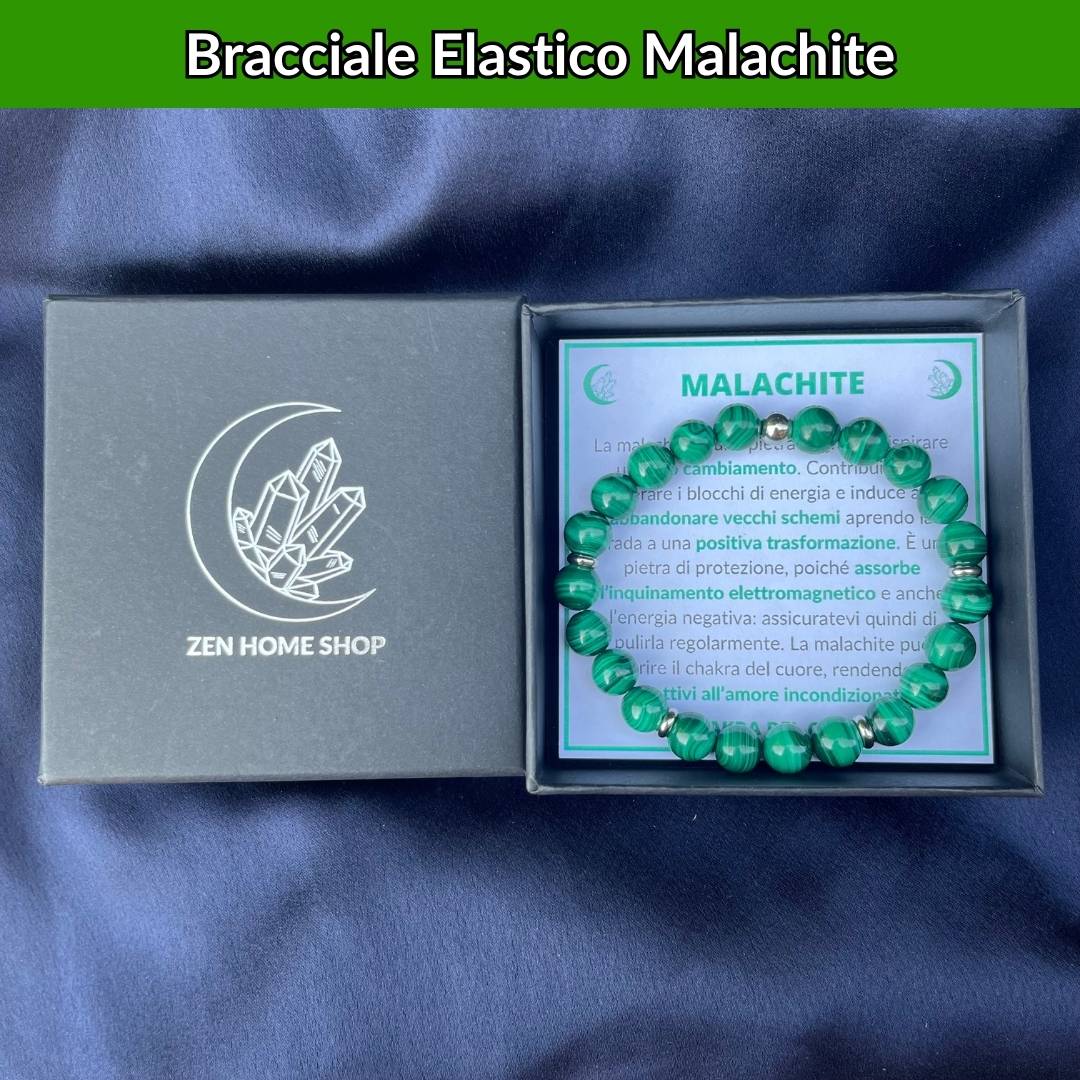 Bracciale elastico con pietra naturale Malachite - Zen Home