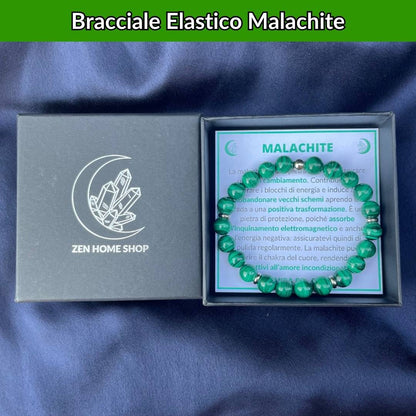 Bracciale elastico con pietra naturale Malachite - Zen Home