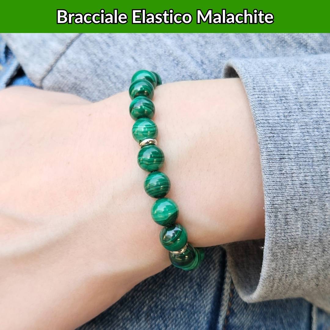 Bracciale elastico con pietra naturale Malachite - Zen Home