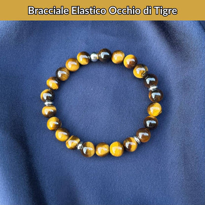 Bracciale elastico con pietra naturale Occhio di Tigre - Zen Home