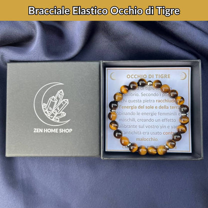 Bracciale elastico con pietra naturale Occhio di Tigre - Zen Home