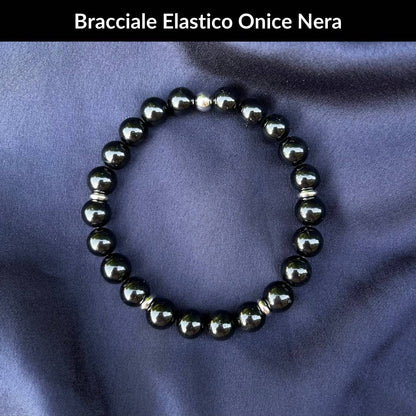 Bracciale elastico con pietra naturale Onice Nera - Zen Home
