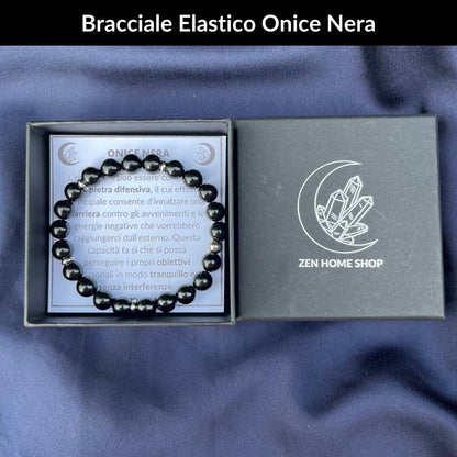 Bracciale elastico con pietra naturale Onice Nera - Zen Home