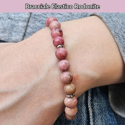 Bracciale elastico con pietra naturale Rodonite - Zen Home