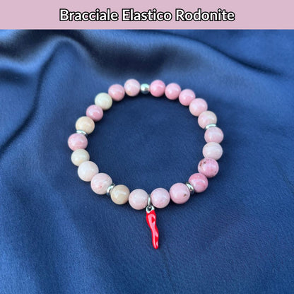 Bracciale elastico con pietra naturale Rodonite - Zen Home