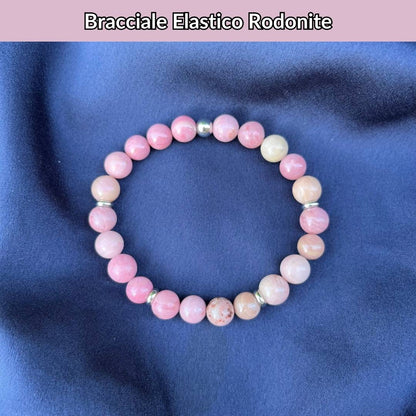 Bracciale elastico con pietra naturale Rodonite - Zen Home