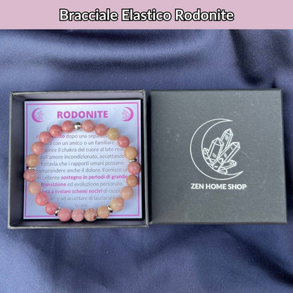 Bracciale elastico con pietra naturale Rodonite - Zen Home
