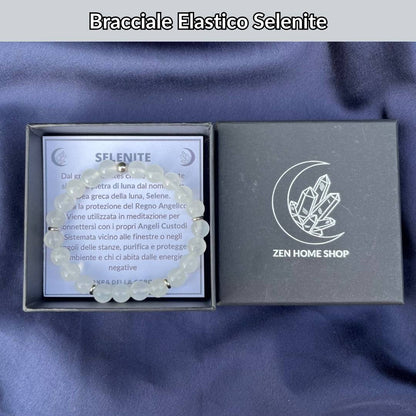 Bracciale elastico con pietra naturale Selenite - Zen Home