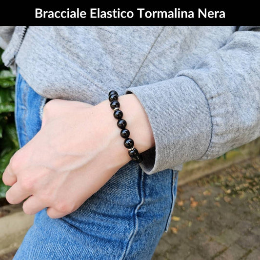 Bracciale elastico con pietra naturale Tormalina Nera - Zen Home