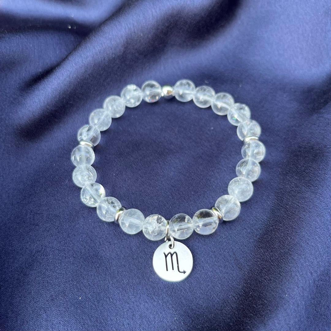 Bracciale elastico Cristallo di Rocca e Segno Zodiacale - Zen Home