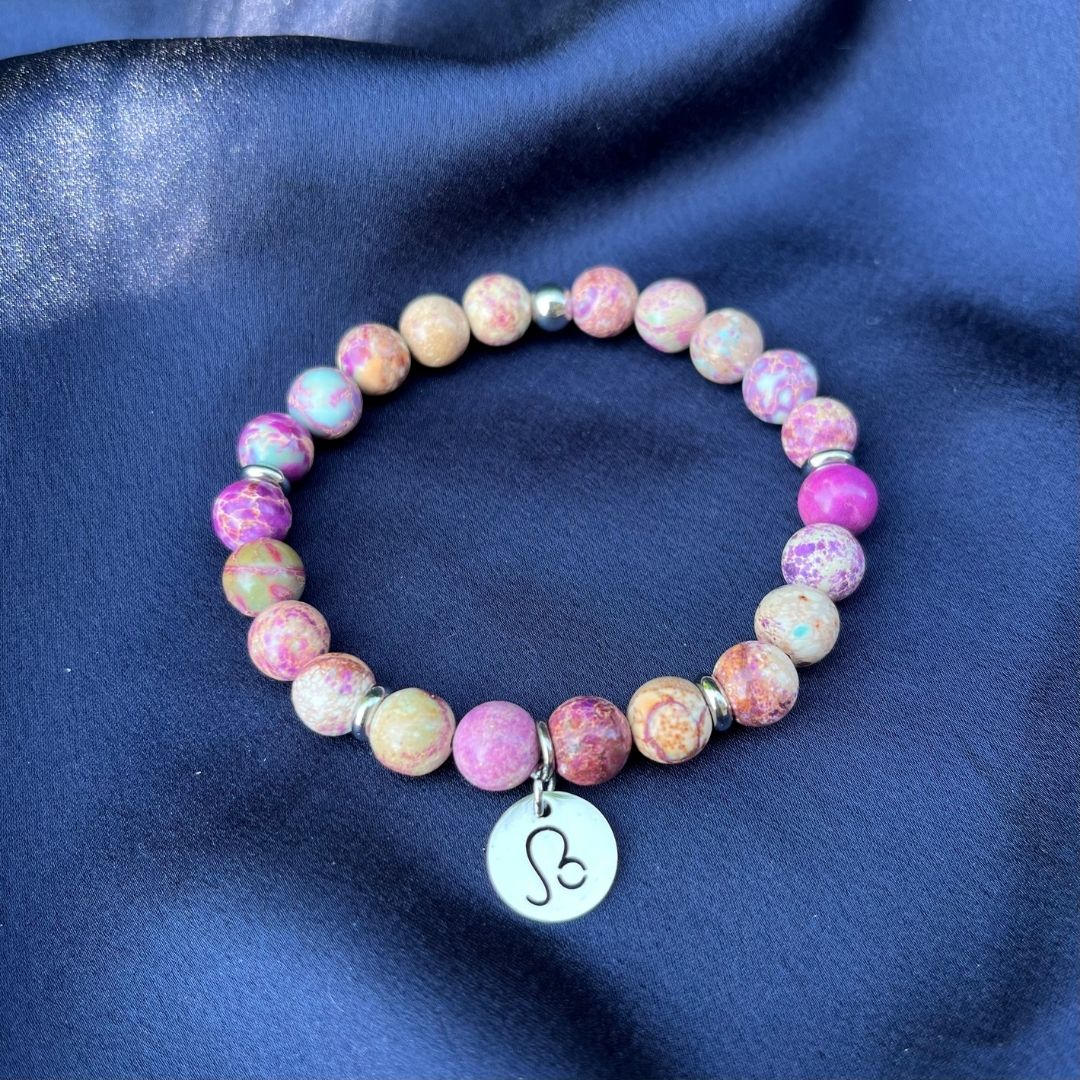 Bracciale elastico Diaspro Imperiale e Segno Zodiacale - Zen Home