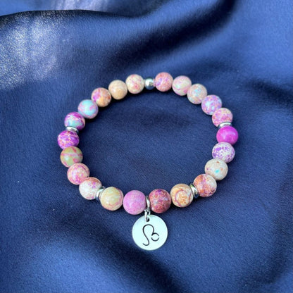 Bracciale elastico Diaspro Imperiale e Segno Zodiacale - Zen Home