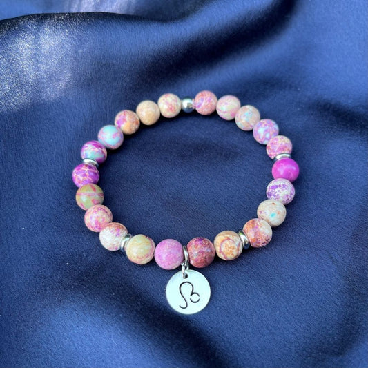 Bracciale elastico Diaspro Imperiale e Segno Zodiacale - Zen Home