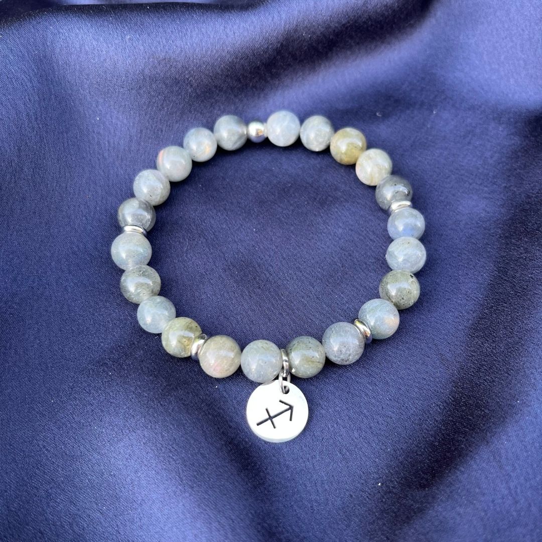 Bracciale elastico Labradorite e Segno Zodiacale - Zen Home