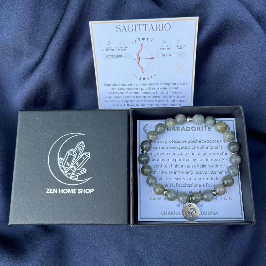 Bracciale elastico Labradorite e Segno Zodiacale - Zen Home
