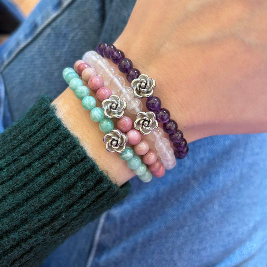 Bracciale Fiore con pietra naturale da 6mm - Zen Home