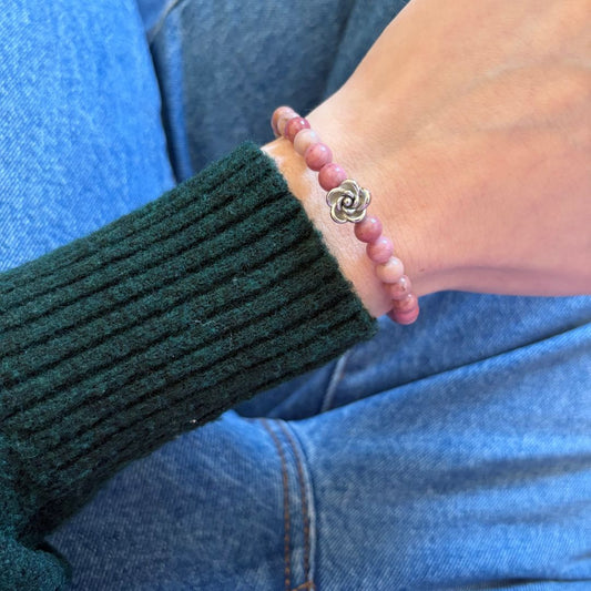 Bracciale Fiore in pietra Rodonite 6mm - Zen Home