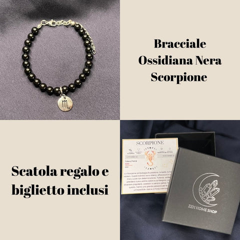 Bracciale in pietra naturale da 6mm e segno zodiacale - Zen Home