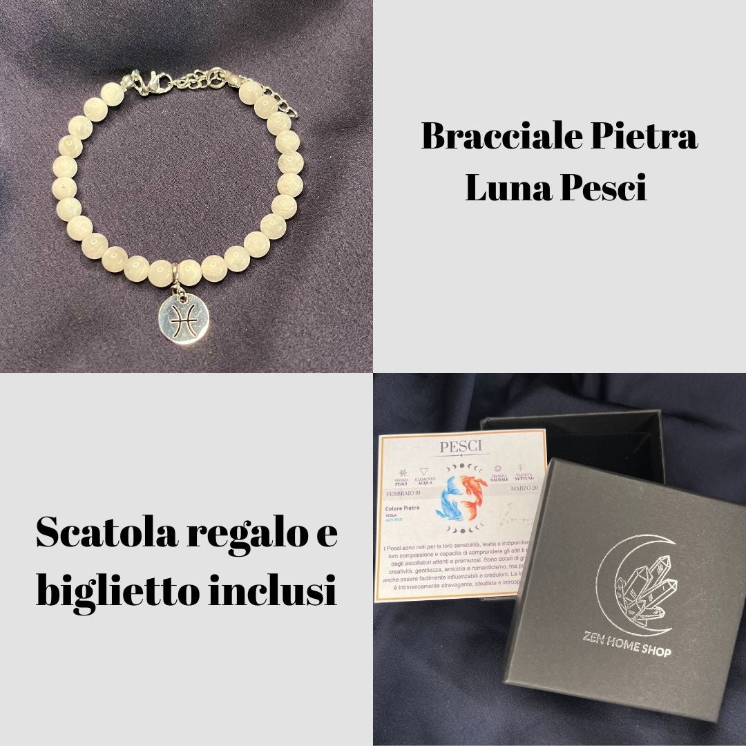 Bracciale in pietra naturale da 6mm e segno zodiacale - Zen Home