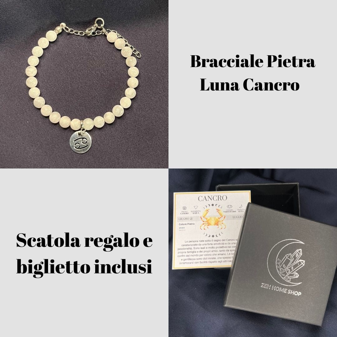 Bracciale in pietra naturale da 6mm e segno zodiacale - Zen Home