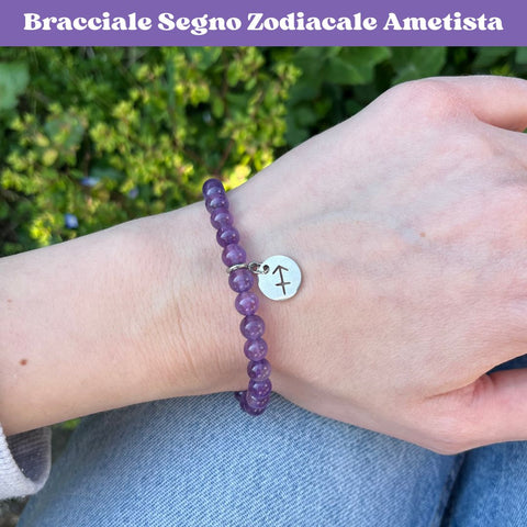 Bracciale in pietra naturale da 6mm e segno zodiacale - Zen Home