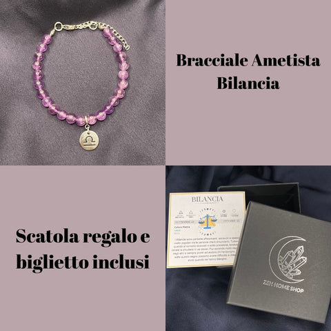 Bracciale in pietra naturale da 6mm e segno zodiacale - Zen Home