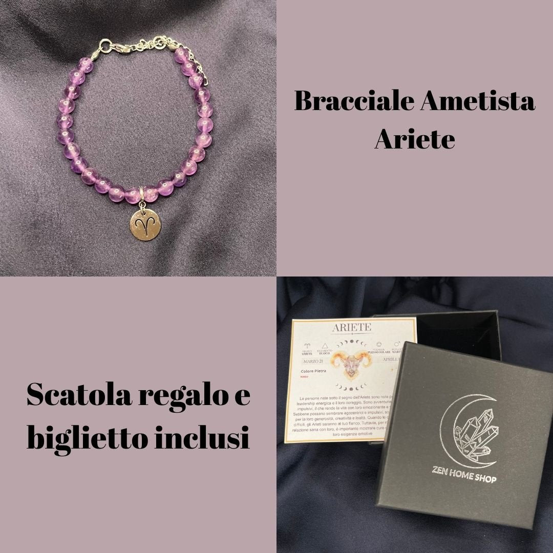 Bracciale in pietra naturale da 6mm e segno zodiacale - Zen Home