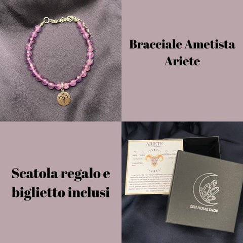 Bracciale in pietra naturale da 6mm e segno zodiacale - Zen Home