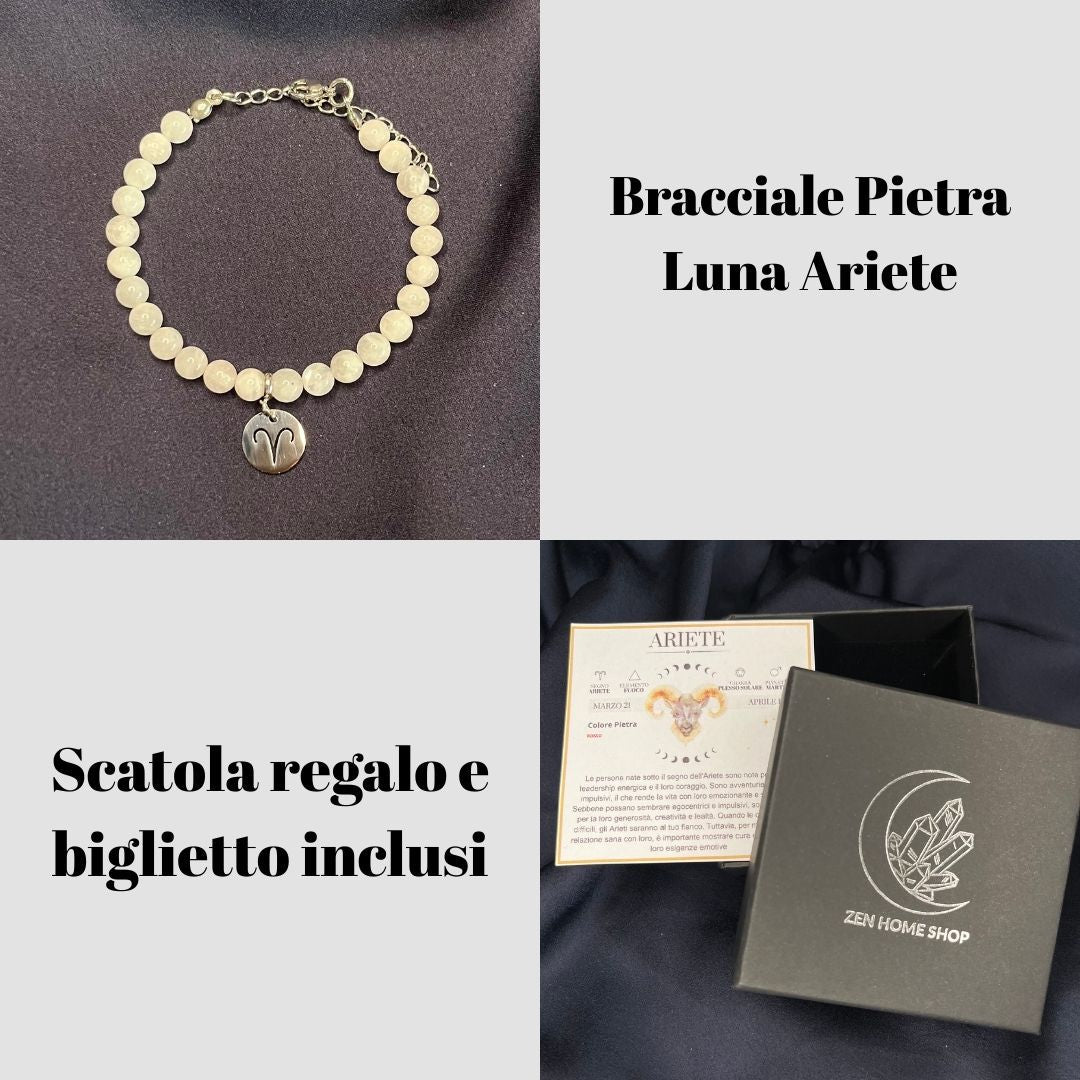 Bracciale in pietra naturale da 6mm e segno zodiacale - Zen Home
