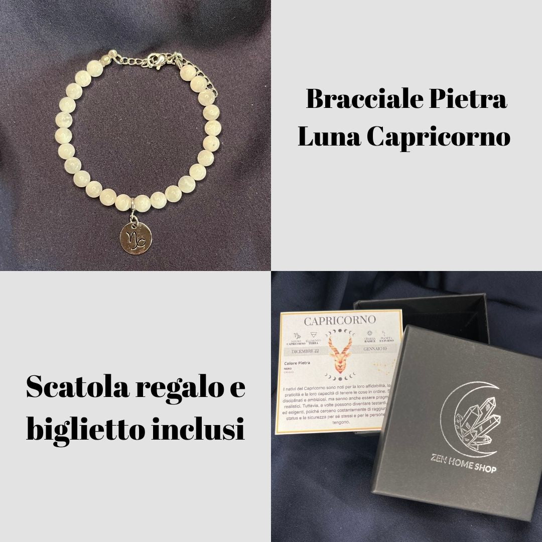 Bracciale in pietra naturale da 6mm e segno zodiacale - Zen Home
