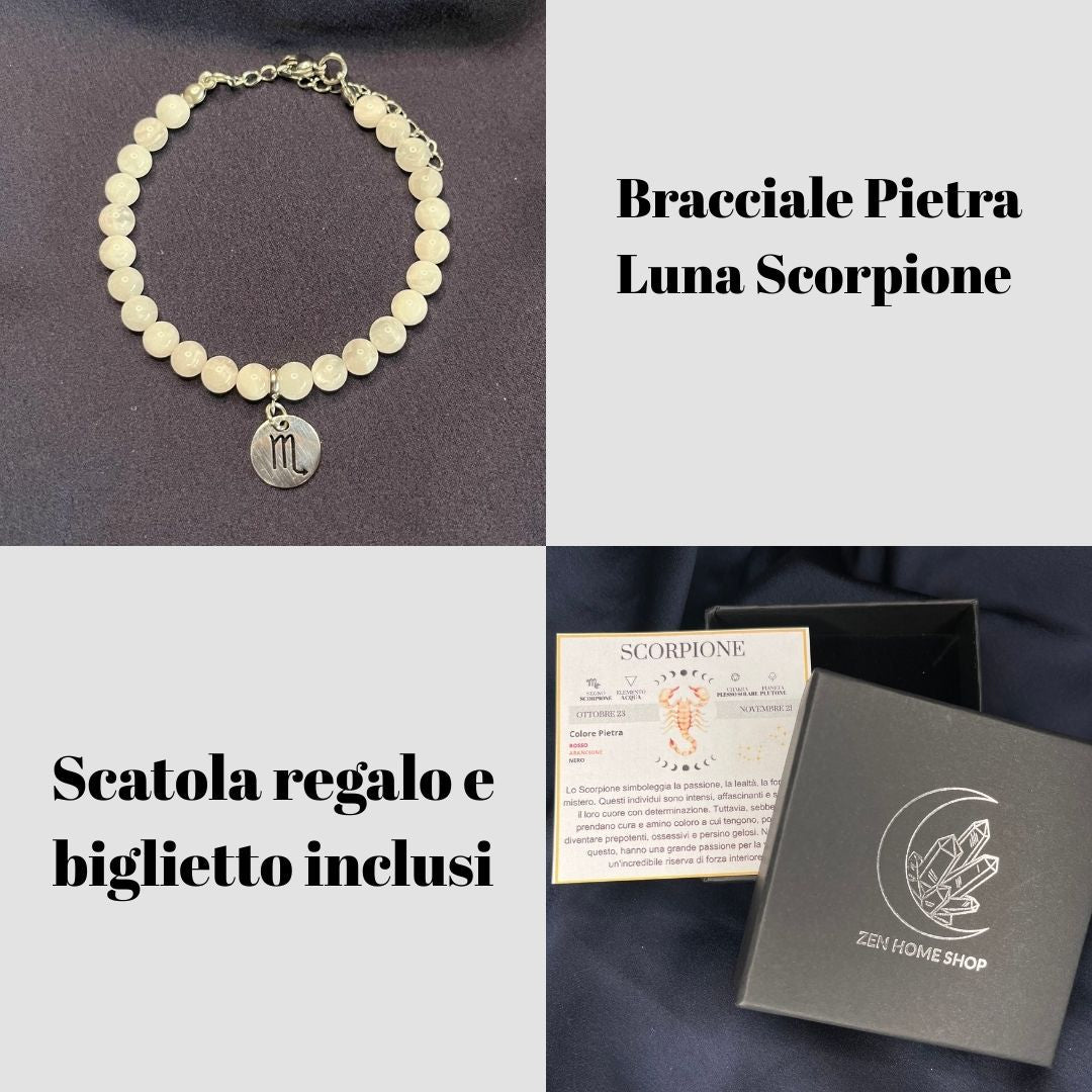 Bracciale in pietra naturale da 6mm e segno zodiacale - Zen Home