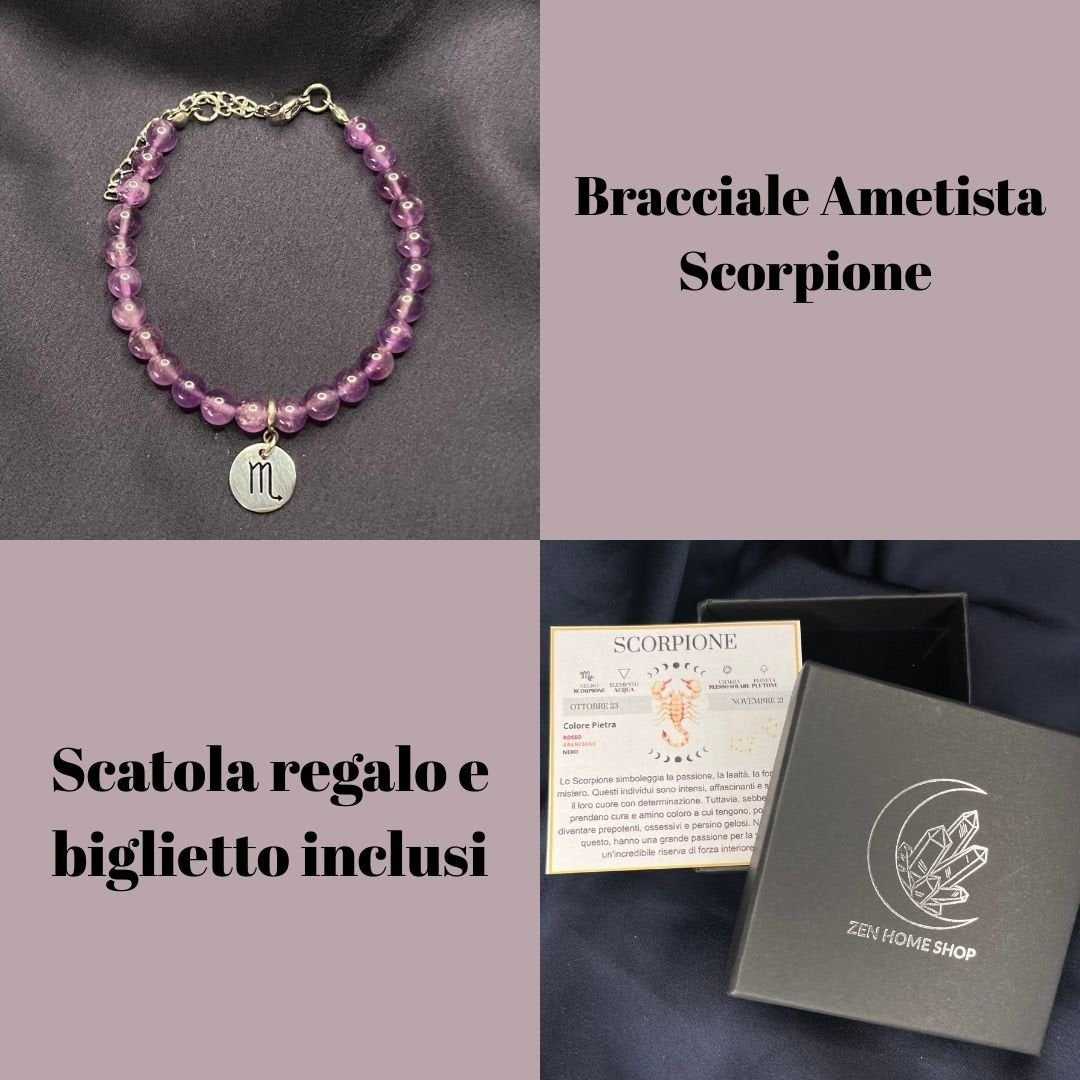 Bracciale in pietra naturale da 6mm e segno zodiacale - Zen Home
