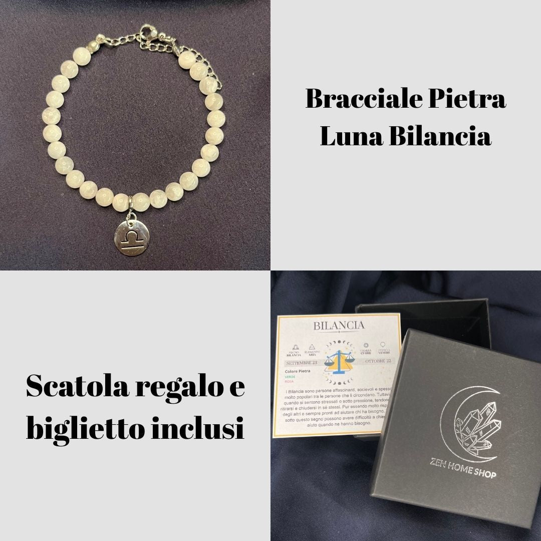 Bracciale in pietra naturale da 6mm e segno zodiacale - Zen Home
