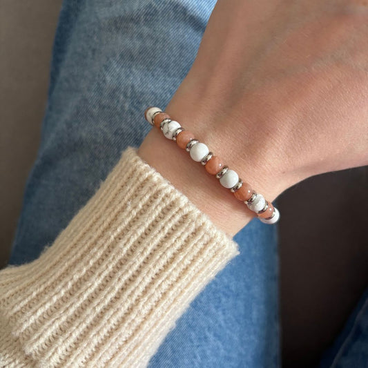 Bracciale Pianeta Giove con Howlite e Pietra del Sole - Zen Home