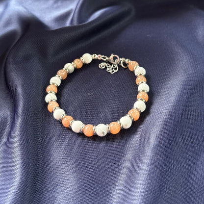 Bracciale Pianeta Giove con Howlite e Pietra del Sole - Zen Home