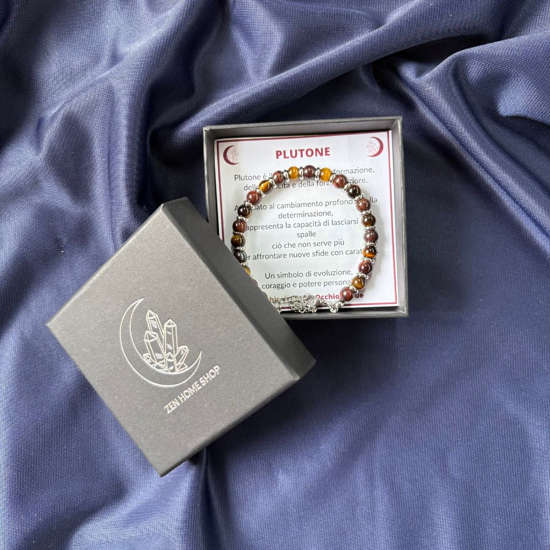 Bracciale Pianeta Plutone con Occhio di Tigre e Occhio di Bue - Zen Home