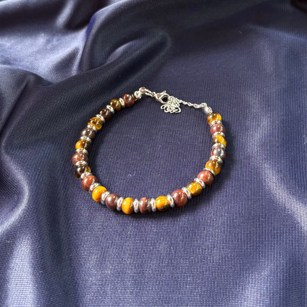 Bracciale Pianeta Plutone con Occhio di Tigre e Occhio di Bue - Zen Home