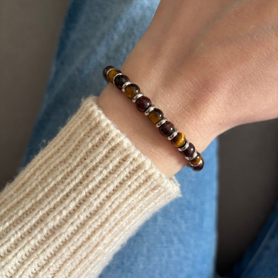 Bracciale Pianeta Plutone con Occhio di Tigre e Occhio di Bue - Zen Home