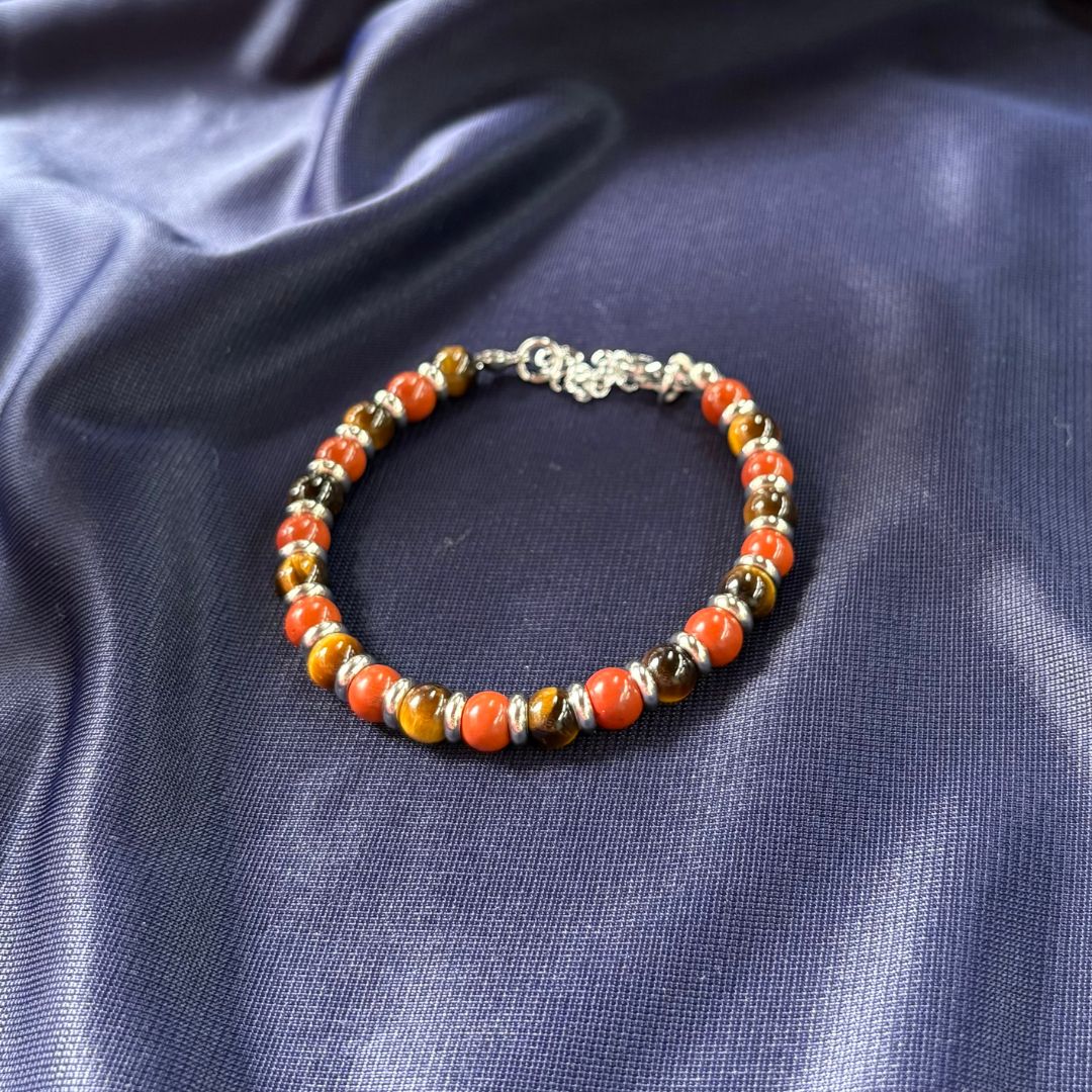 Bracciale Pianeta Saturno con Diaspro Rosso e Occhio di Tigre - Zen Home