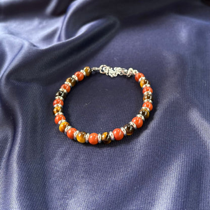 Bracciale Pianeta Saturno con Diaspro Rosso e Occhio di Tigre - Zen Home