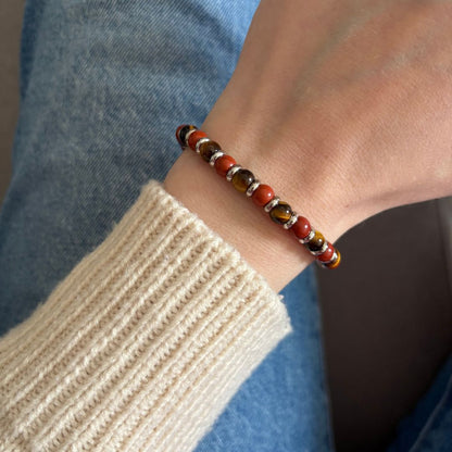 Bracciale Pianeta Saturno con Diaspro Rosso e Occhio di Tigre - Zen Home