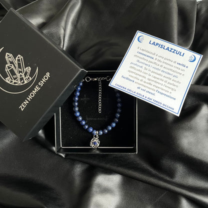 Bracciale Regolabile Ciondolo Genesa in acciaio inossidabile con pietra naturale Lapislazzuli - Zen Home