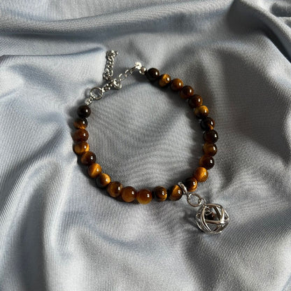 Bracciale Regolabile Ciondolo Genesa in acciaio inossidabile con pietra naturale Occhio di Tigre - Zen Home