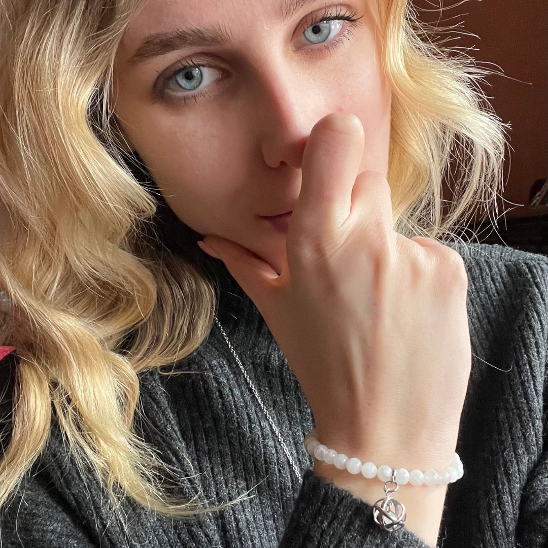 Bracciale Regolabile Ciondolo Genesa in acciaio inossidabile con pietra naturale Pietra Luna - Zen Home