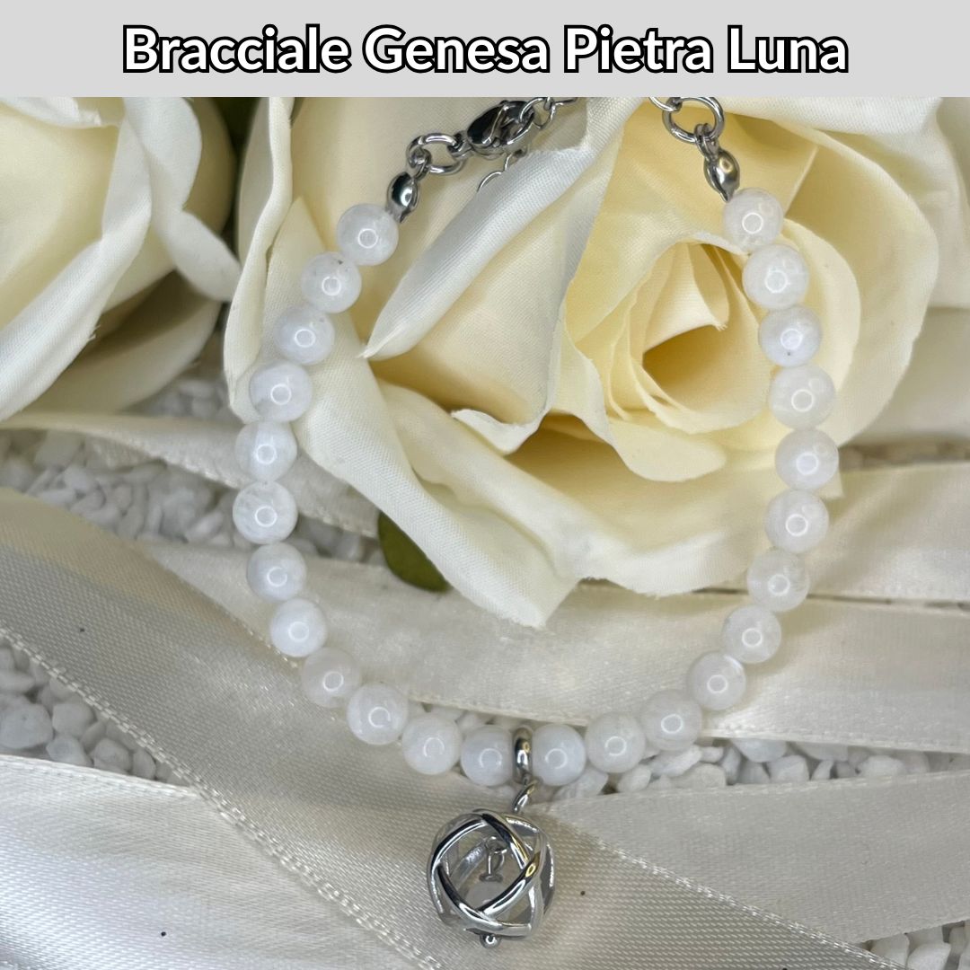 Bracciale Regolabile Ciondolo Genesa in acciaio inossidabile con pietra naturale Pietra Luna - Zen Home