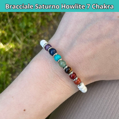 Bracciale Saturno con pietre naturali 7 Chakra da 6 mm - Zen Home