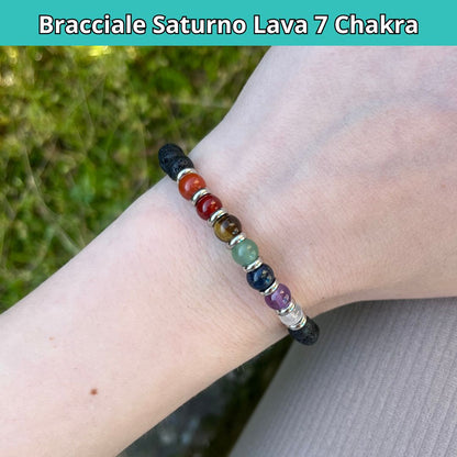 Bracciale Saturno con pietre naturali 7 Chakra da 6 mm - Zen Home